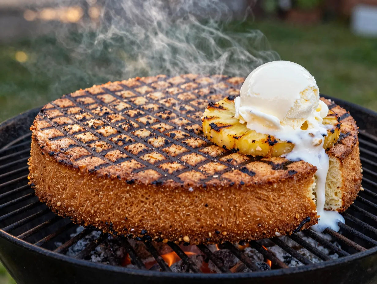 Grilled pineapple angel food cake