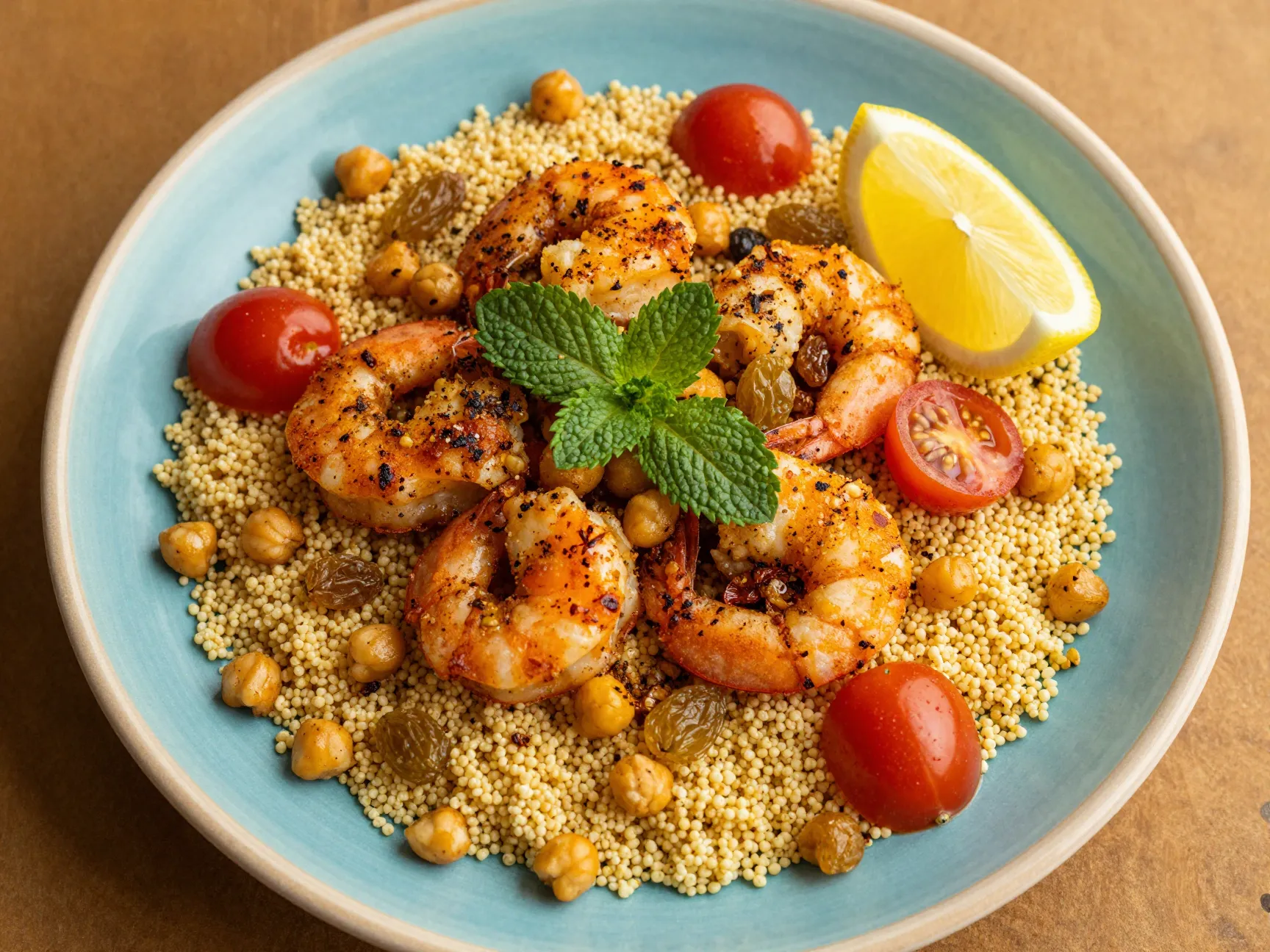 Moroccan spiced shrimp with couscous
