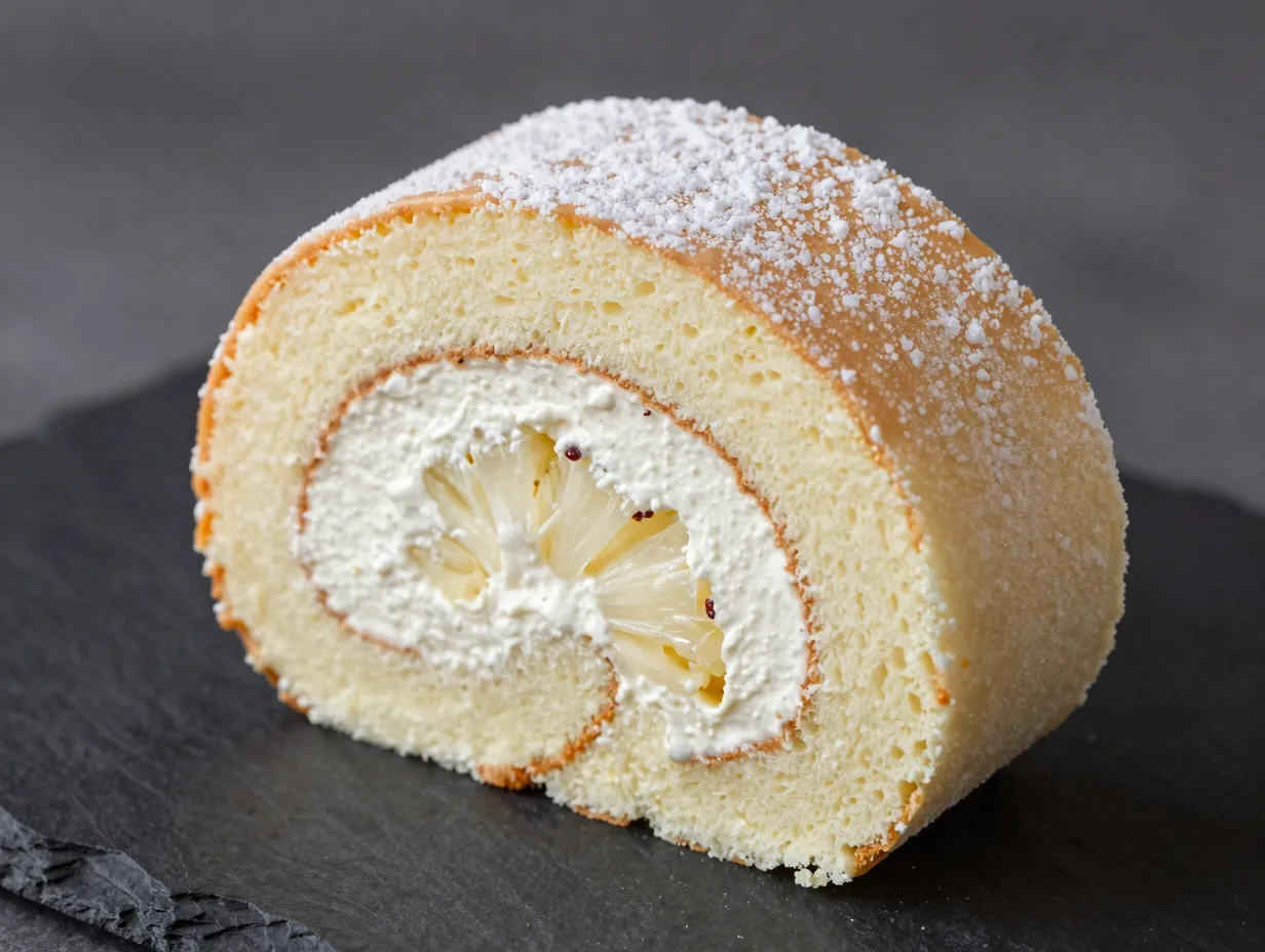 Pineapple angel food cake roll