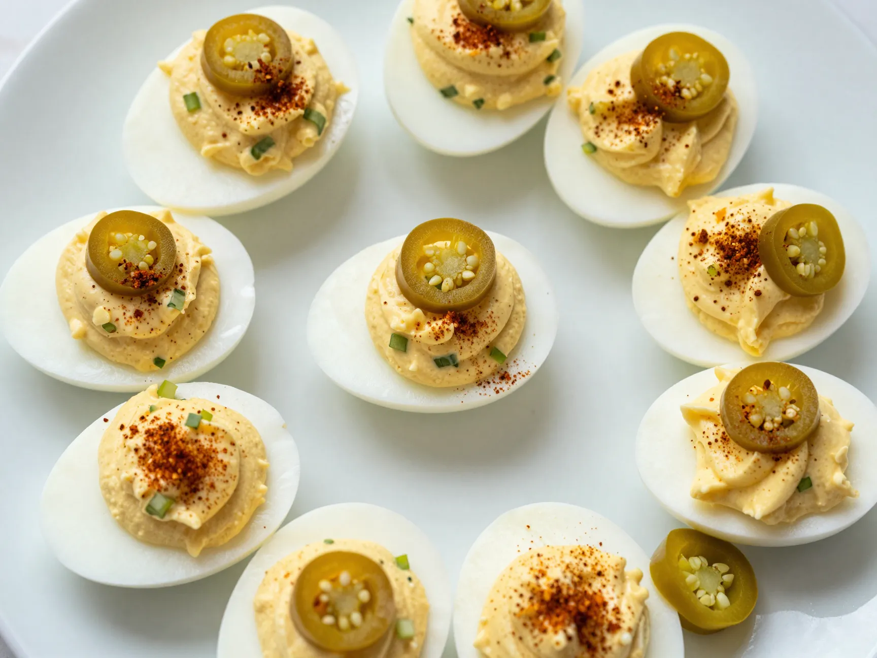 Spicy pickle deviled eggs