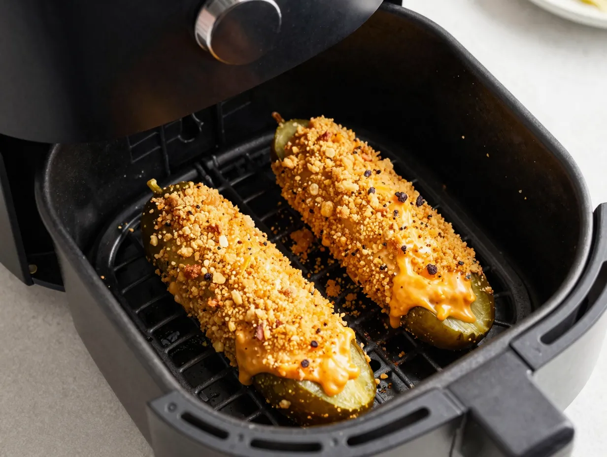 Tiktok inspired air fryer stuffed pickles