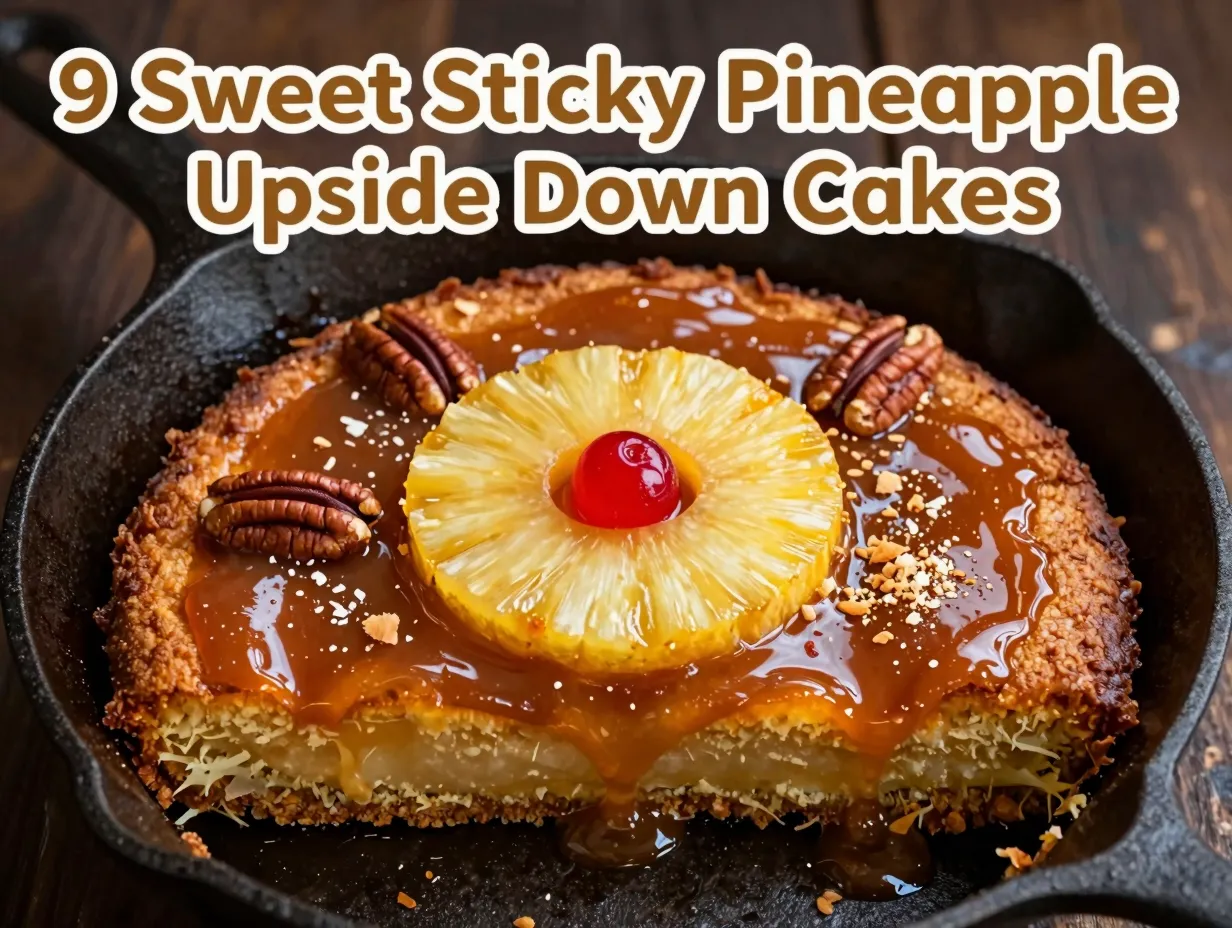 9 sweet sticky pineapple upside down cakes