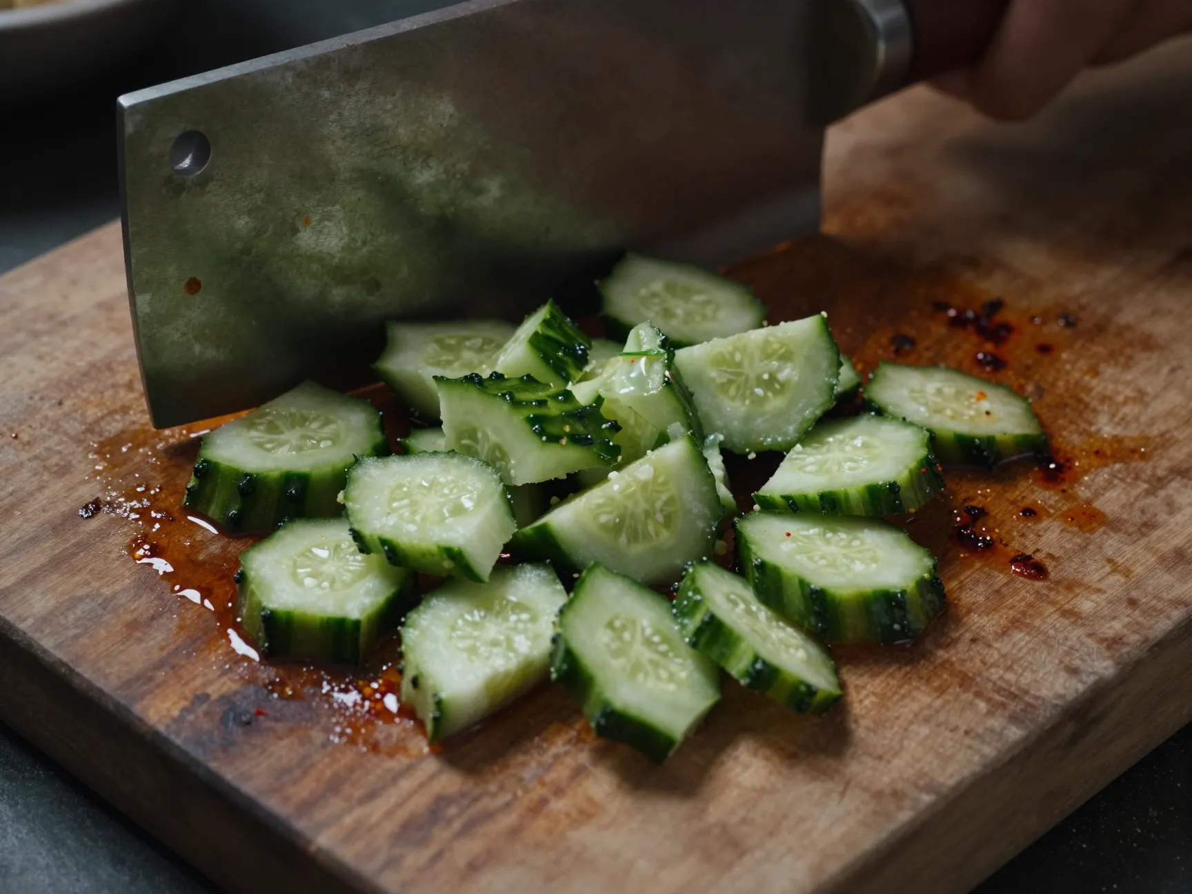 The smashed cucumber salad