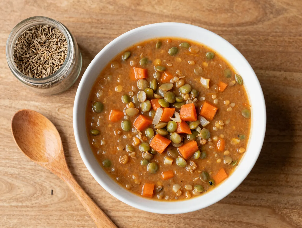 Lentil soup with carrots and cumin