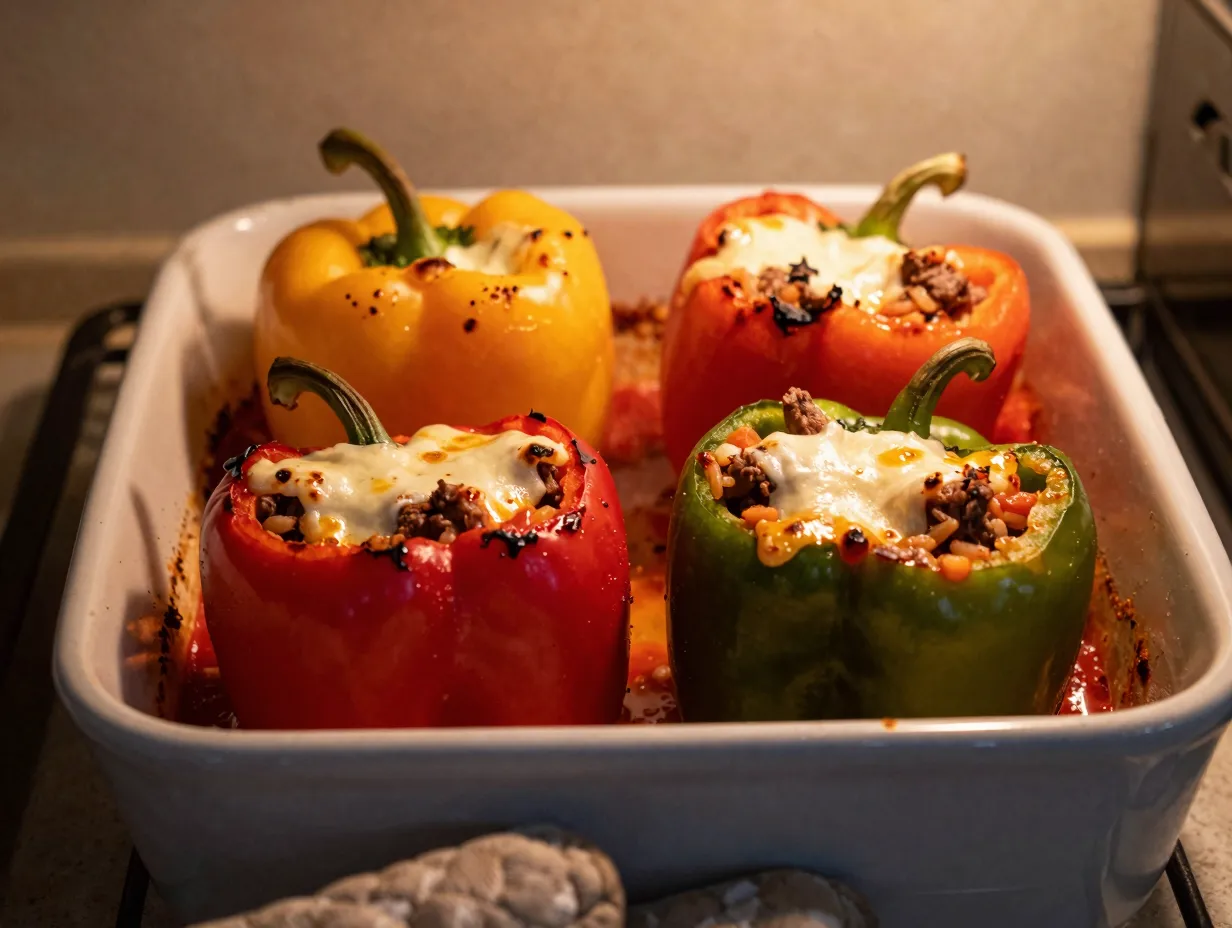 Stuffed bell peppers with beef and rice