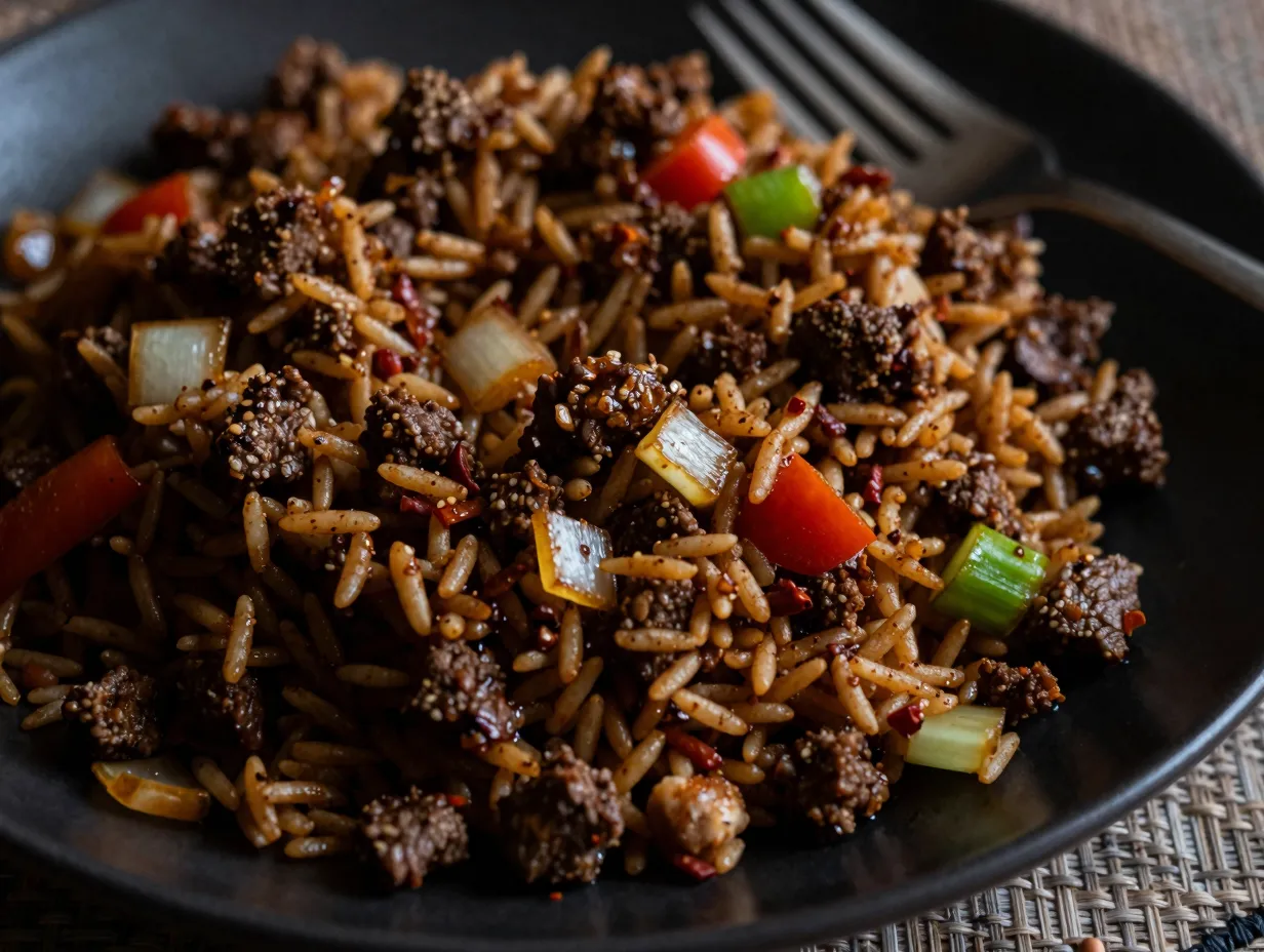 Dirty rice with ground beef
