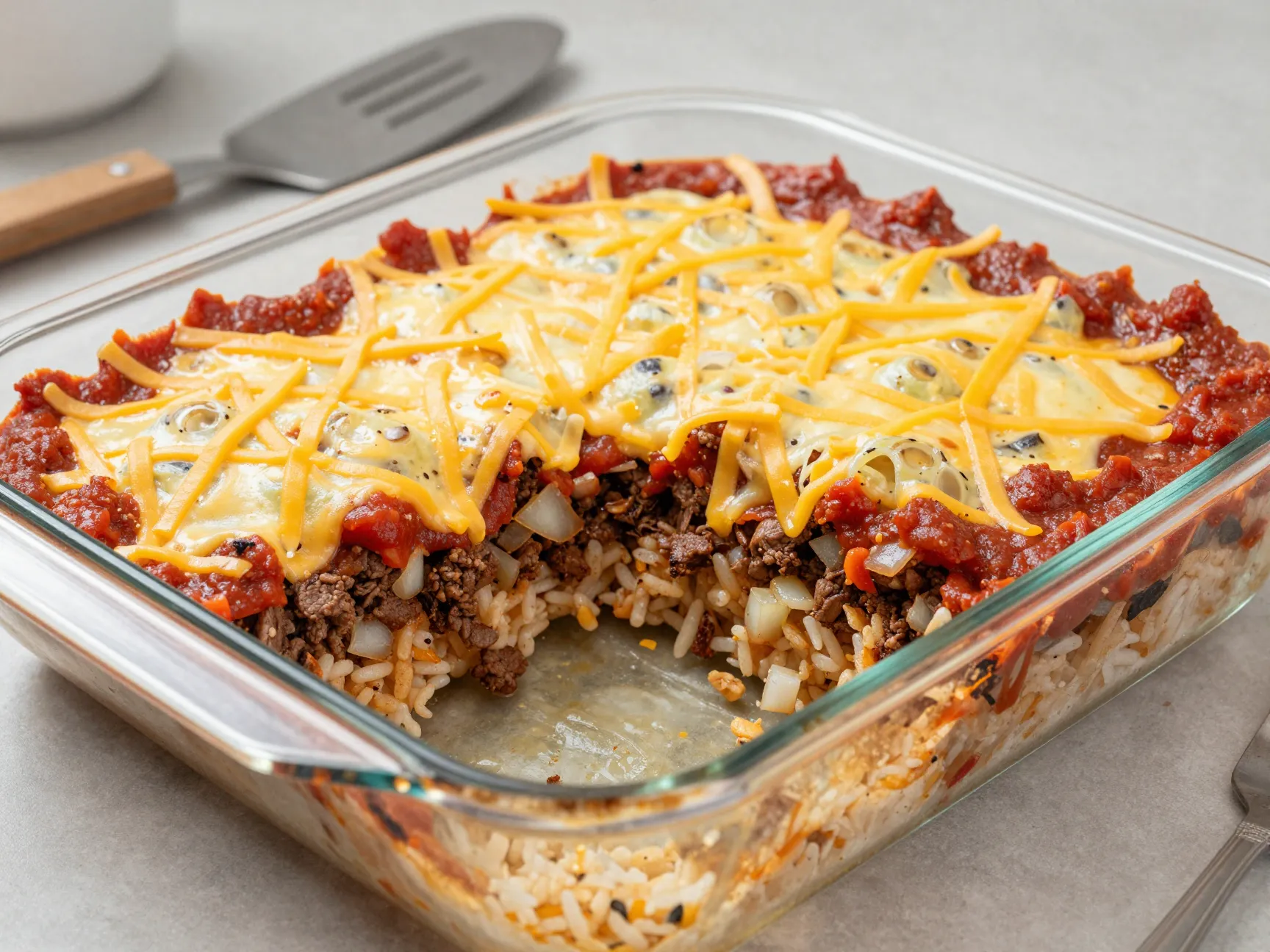 Ground beef and rice burrito bake