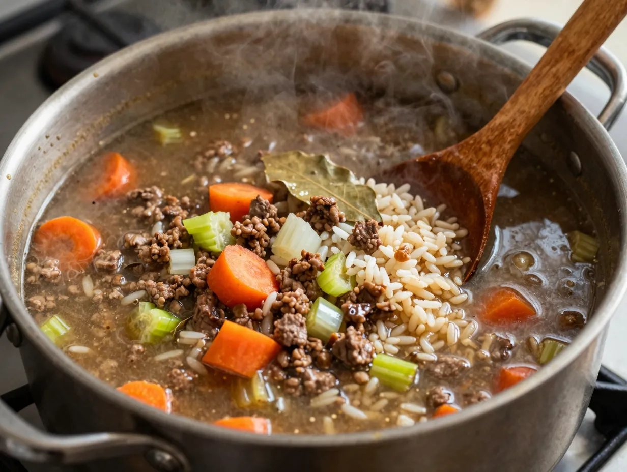 Beef and rice soup