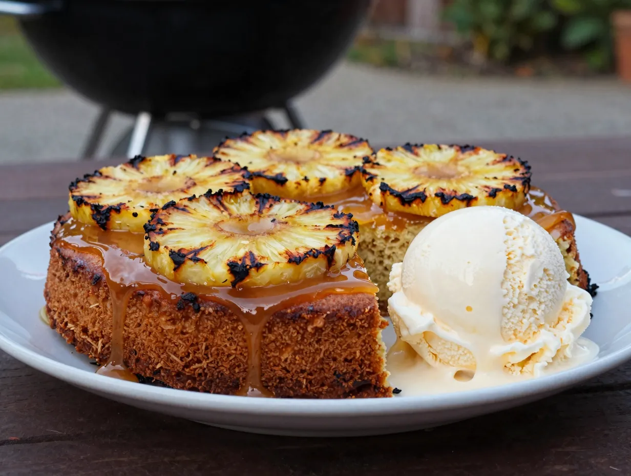 Grilled pineapple upside down cake
