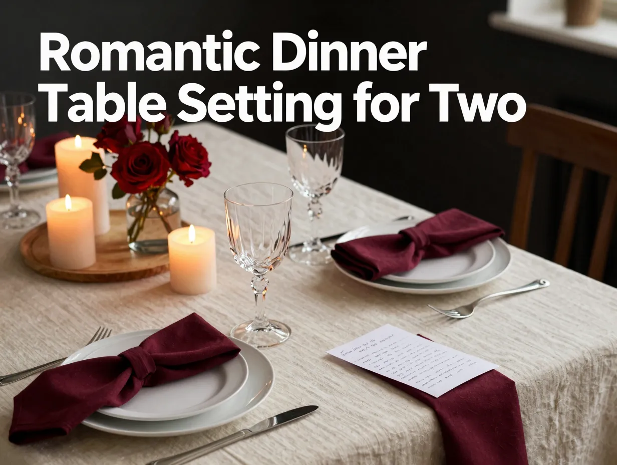 Romantic dinner table setting for two