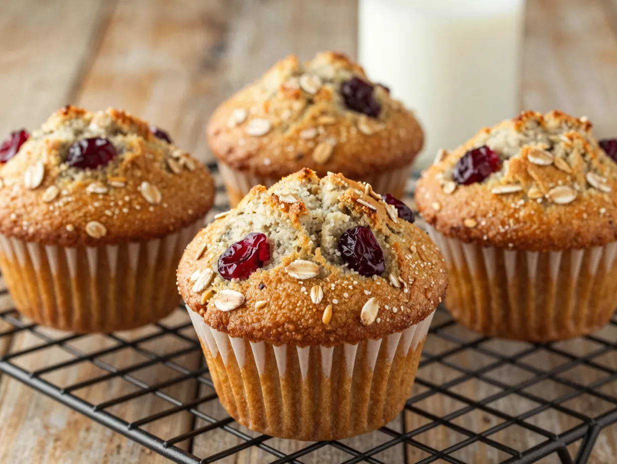 Oat bran and cranberry muffins