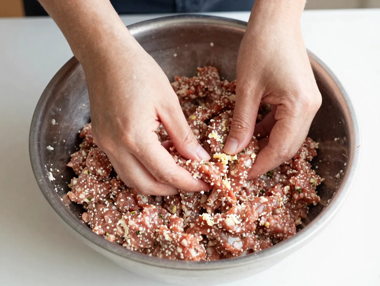 Avoid overmixing the meat mixture
