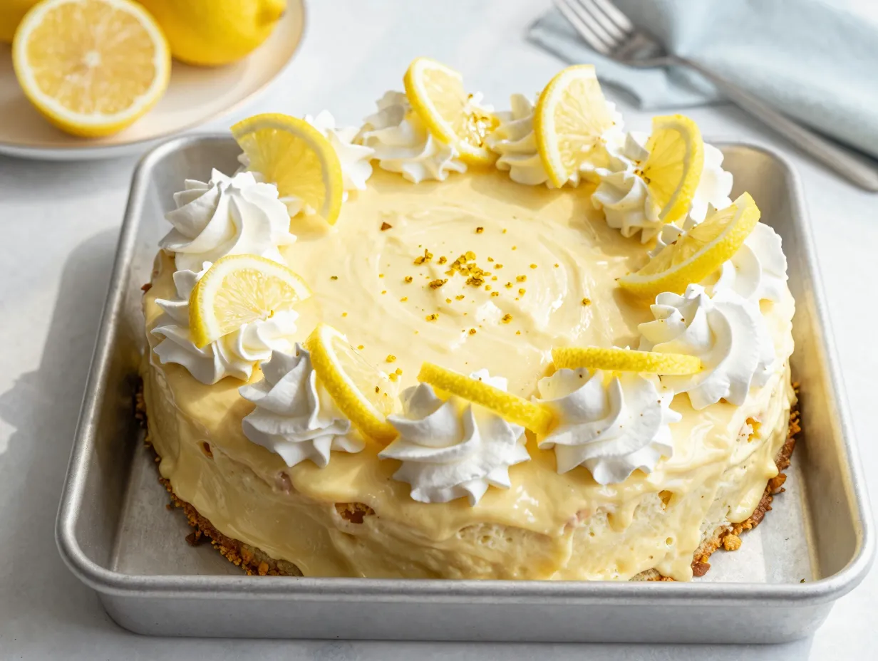 Lemon cream poke cake