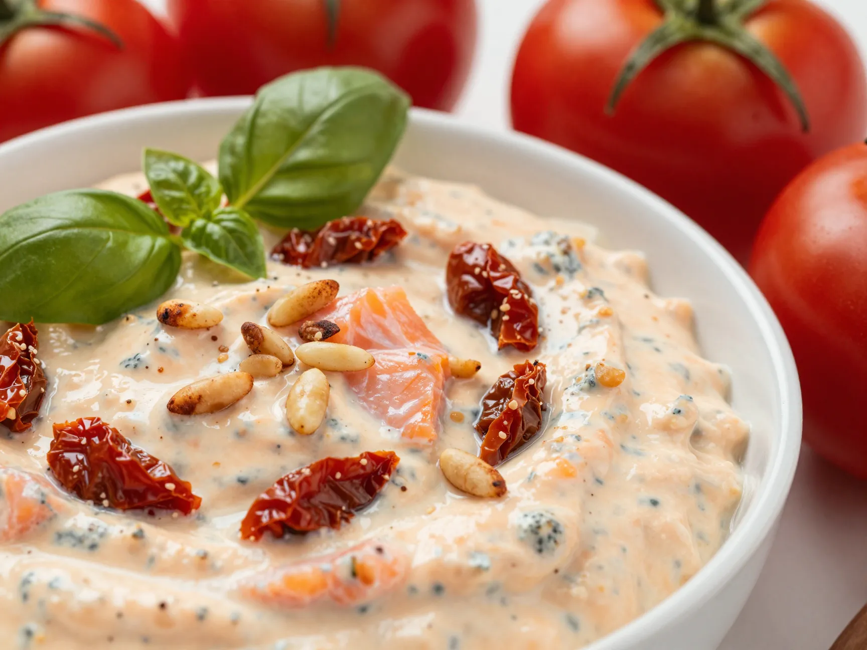 Smoked salmon dip with cream cheese and sun dried tomatoes