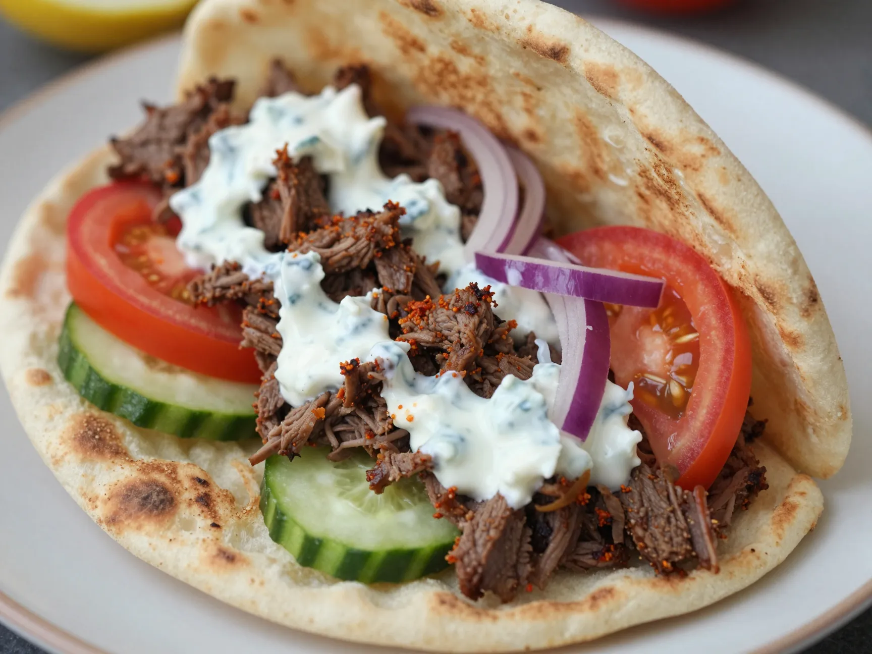 Gyro inspired shredded beef