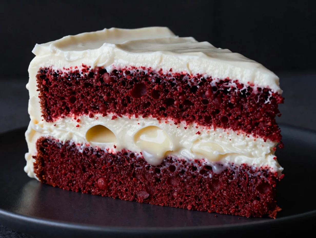 Red velvet poke cake with cream cheese filling