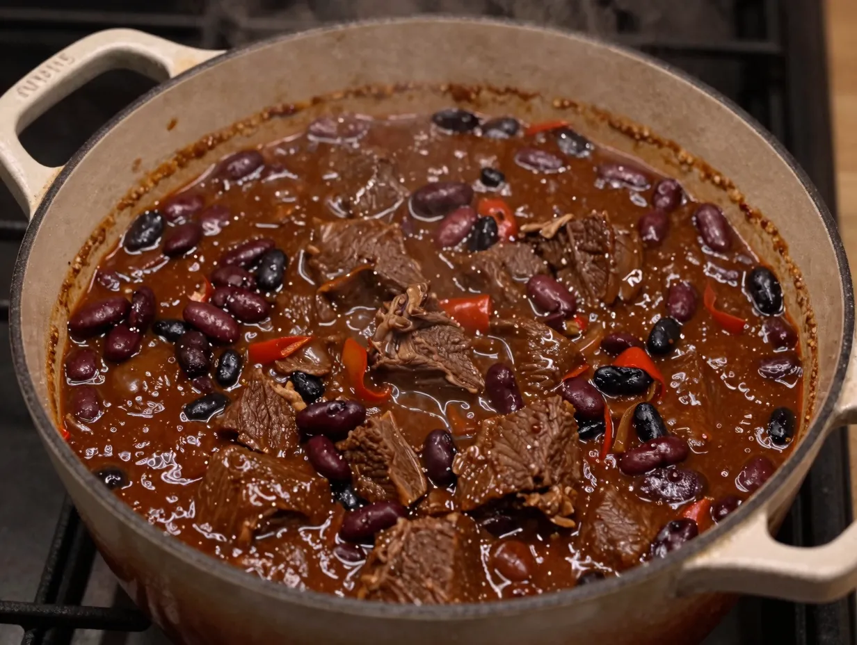 Shredded beef chili con carne