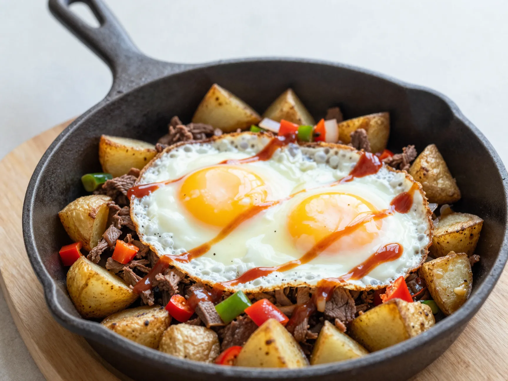 Shredded beef breakfast hash