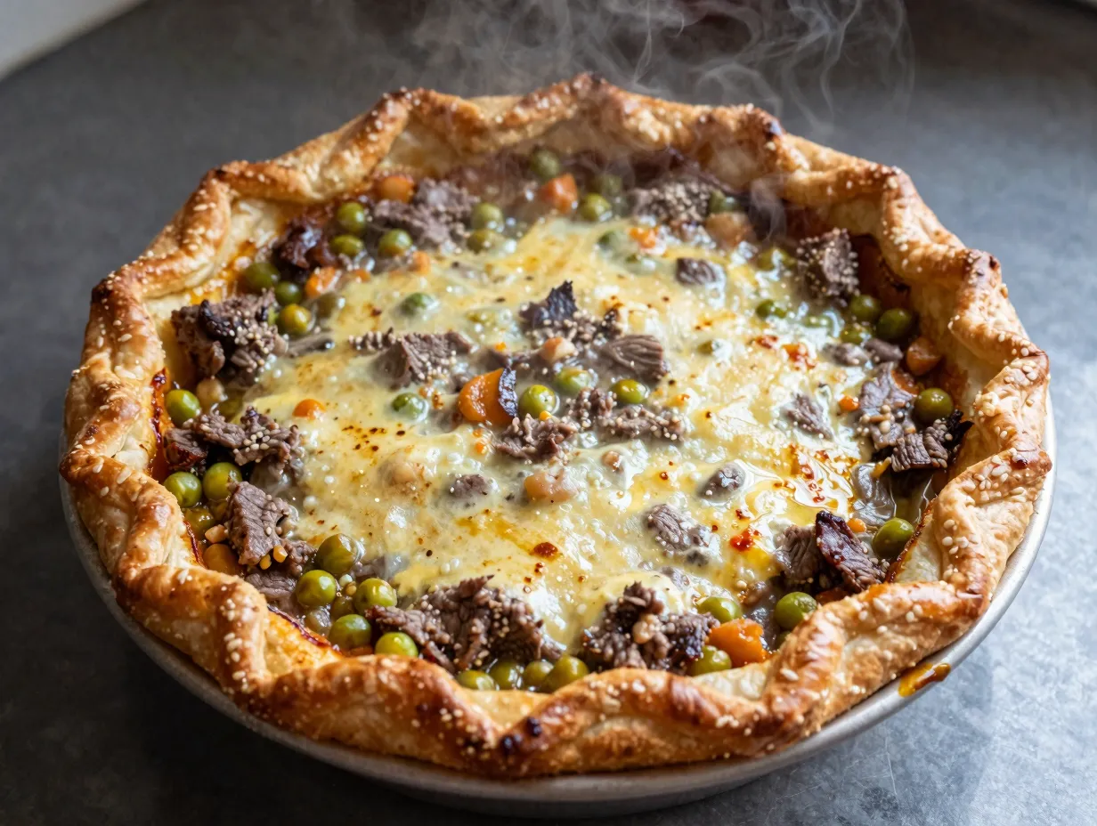 Shredded beef pot pie