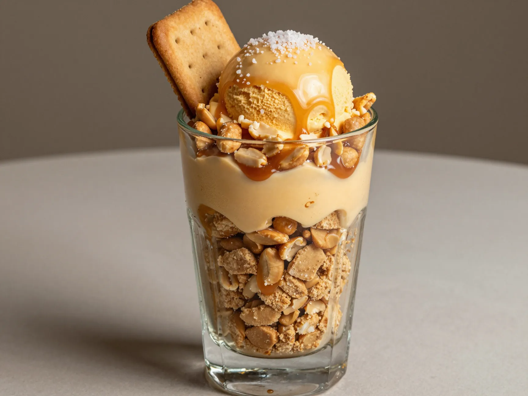 Nutty caramel and chocolate crunch sundae