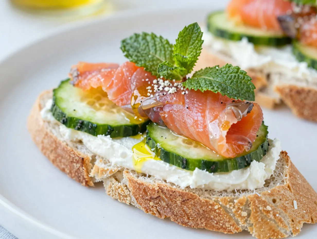 Whipped ricotta cucumber and fresh mint