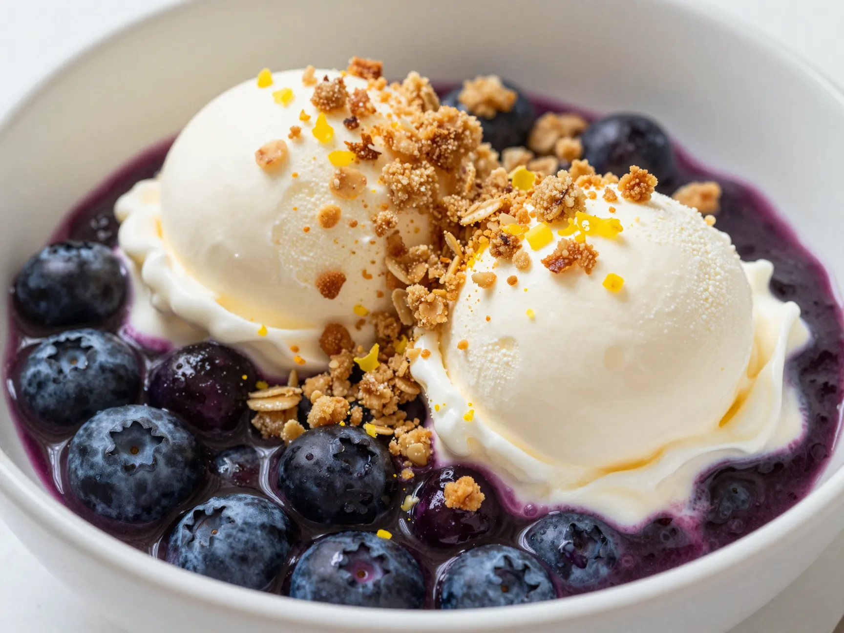 Blueberry crumble sundae