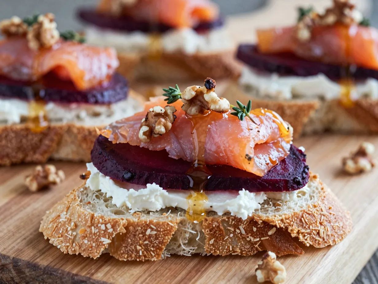 Goat cheese roasted beet and walnut crumble