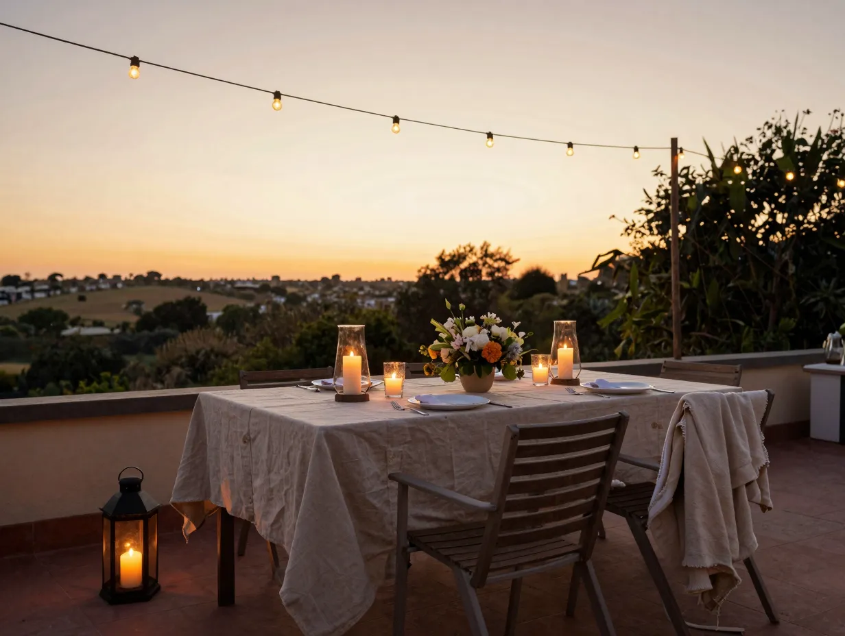 The outdoor romantic table
