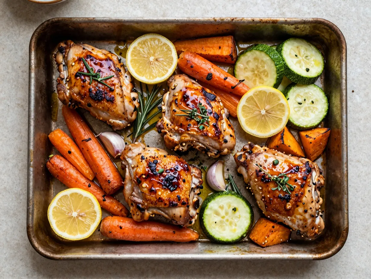 Lemon garlic chicken with roasted veggies