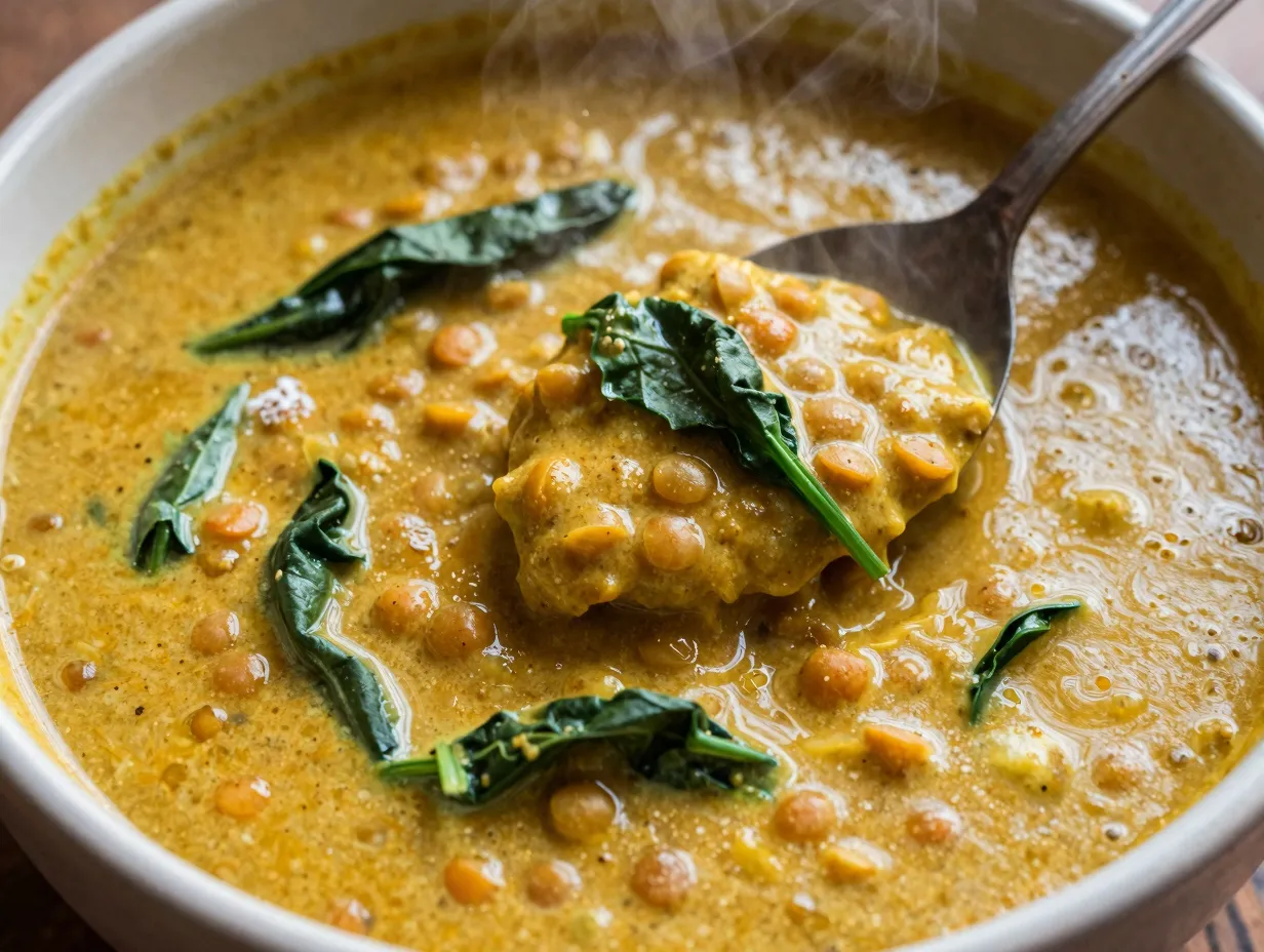 Lentil and spinach curry