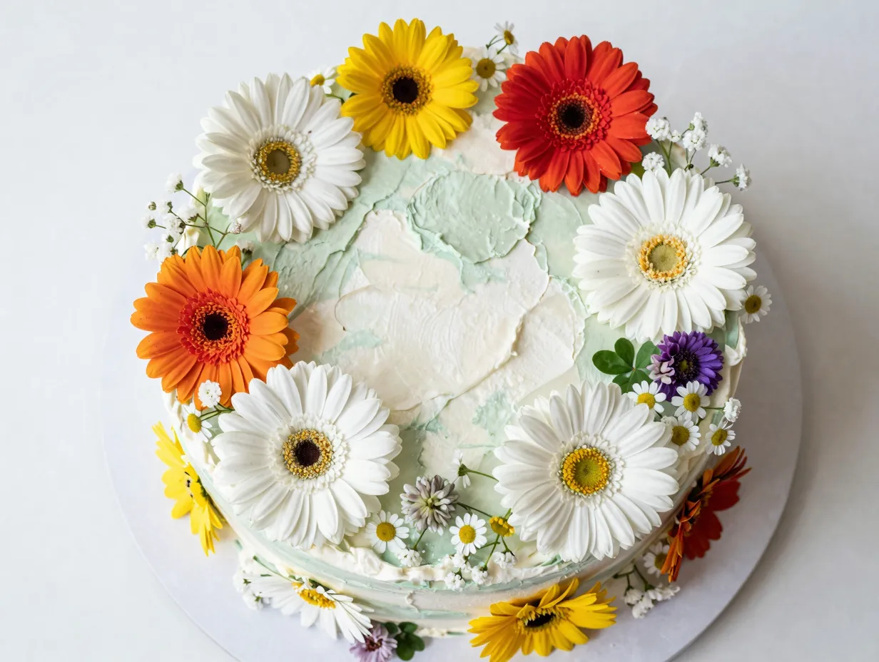 6 daisy and wildflower celebration cake