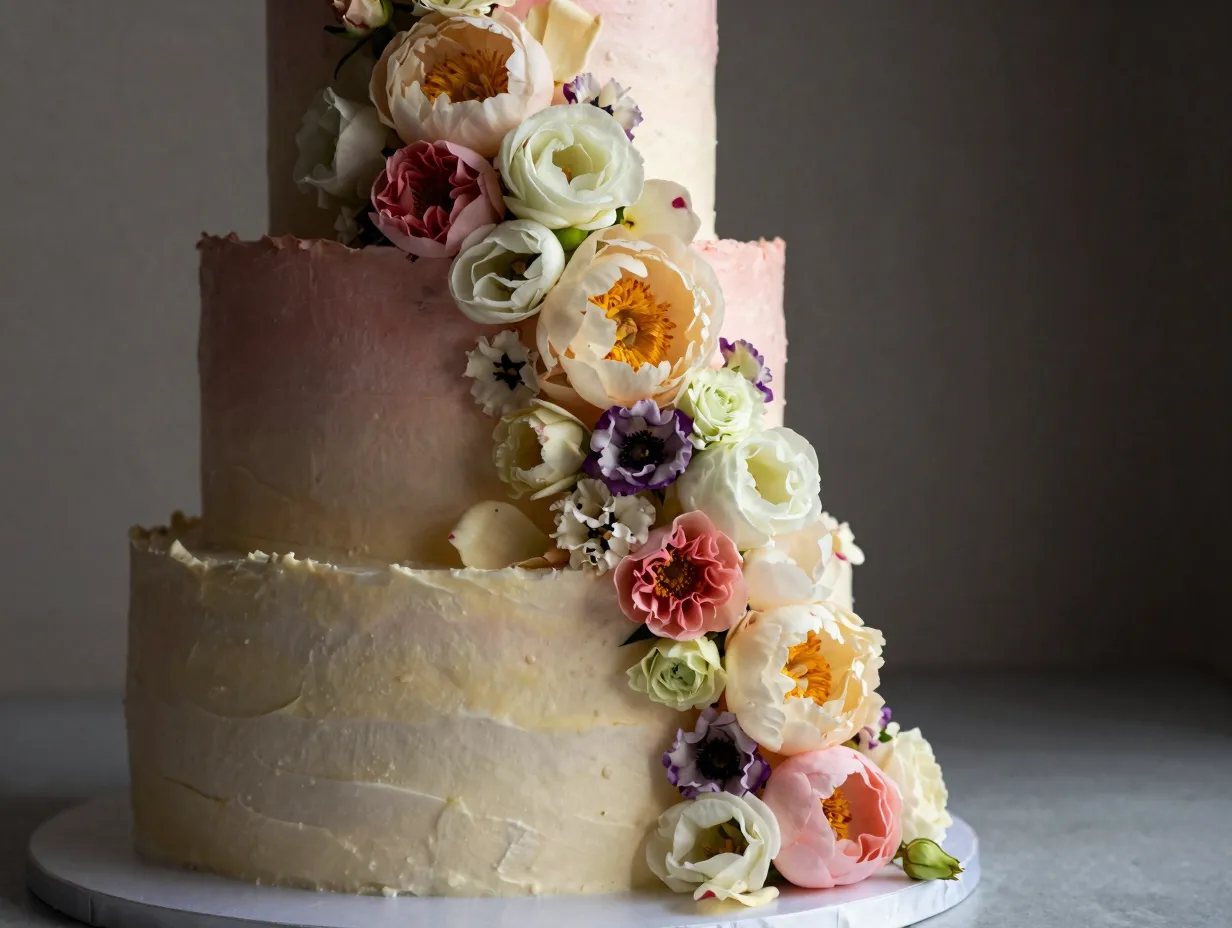 7 ombre floral cascade cake