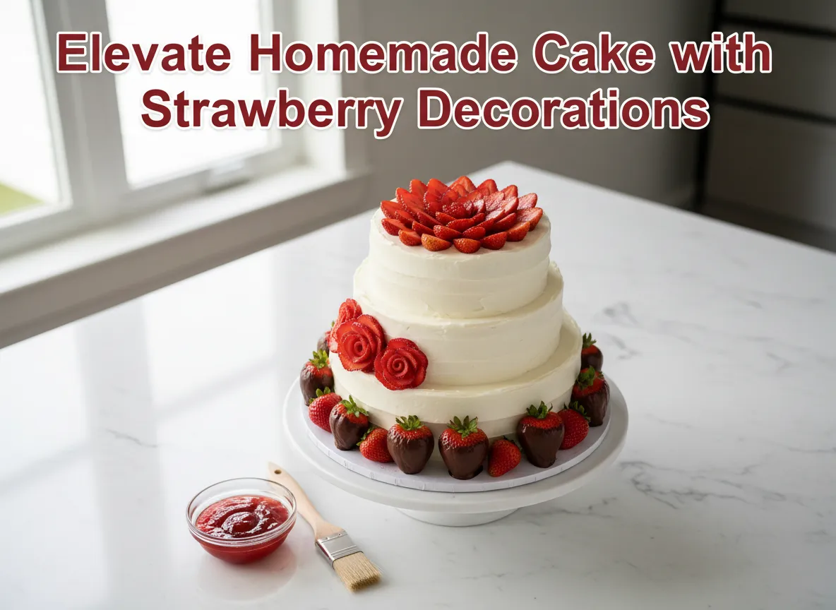 Elevate homemade cake with strawberry decorations