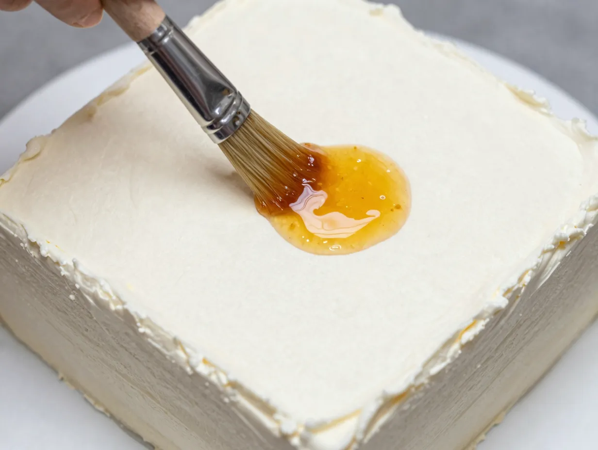 Apply a moisture barrier before any strawberry touches the cake