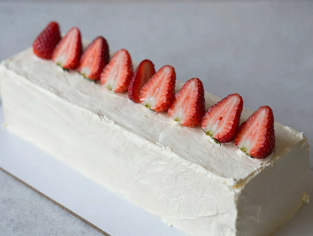Use fanned strawberry slices for elegant surface coverage