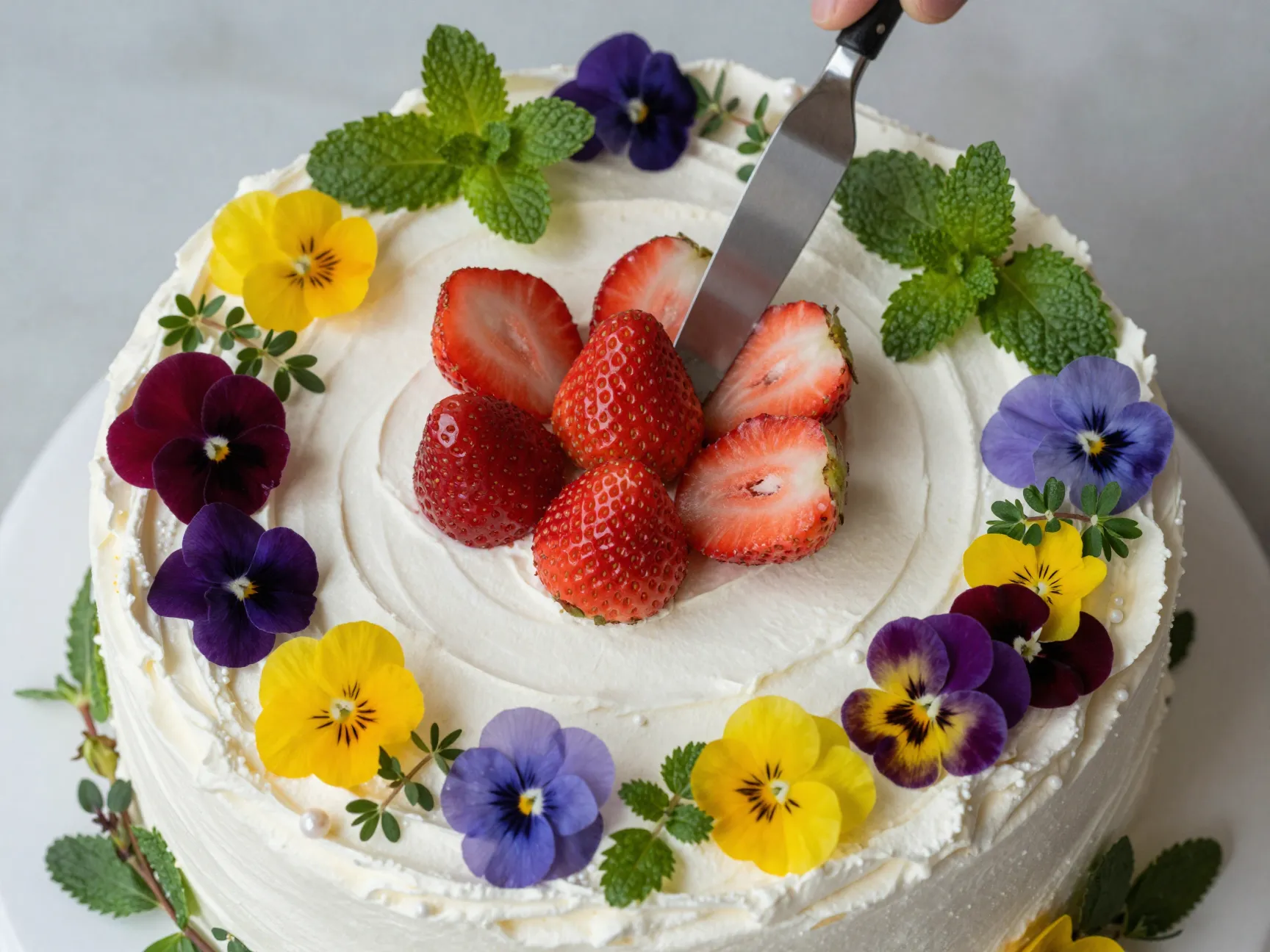 The strawberry floral garden cake