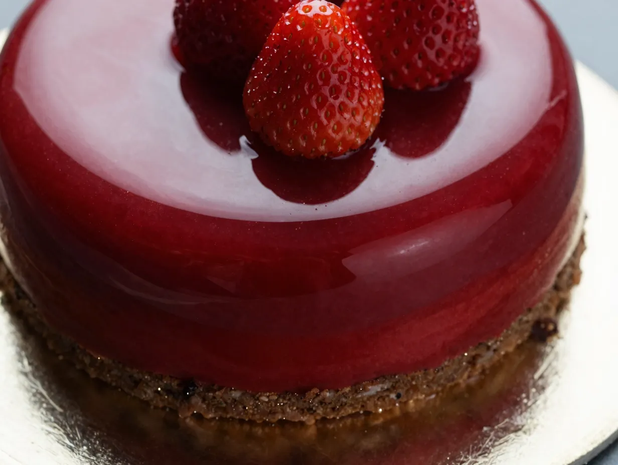 The strawberry mirror glaze cake