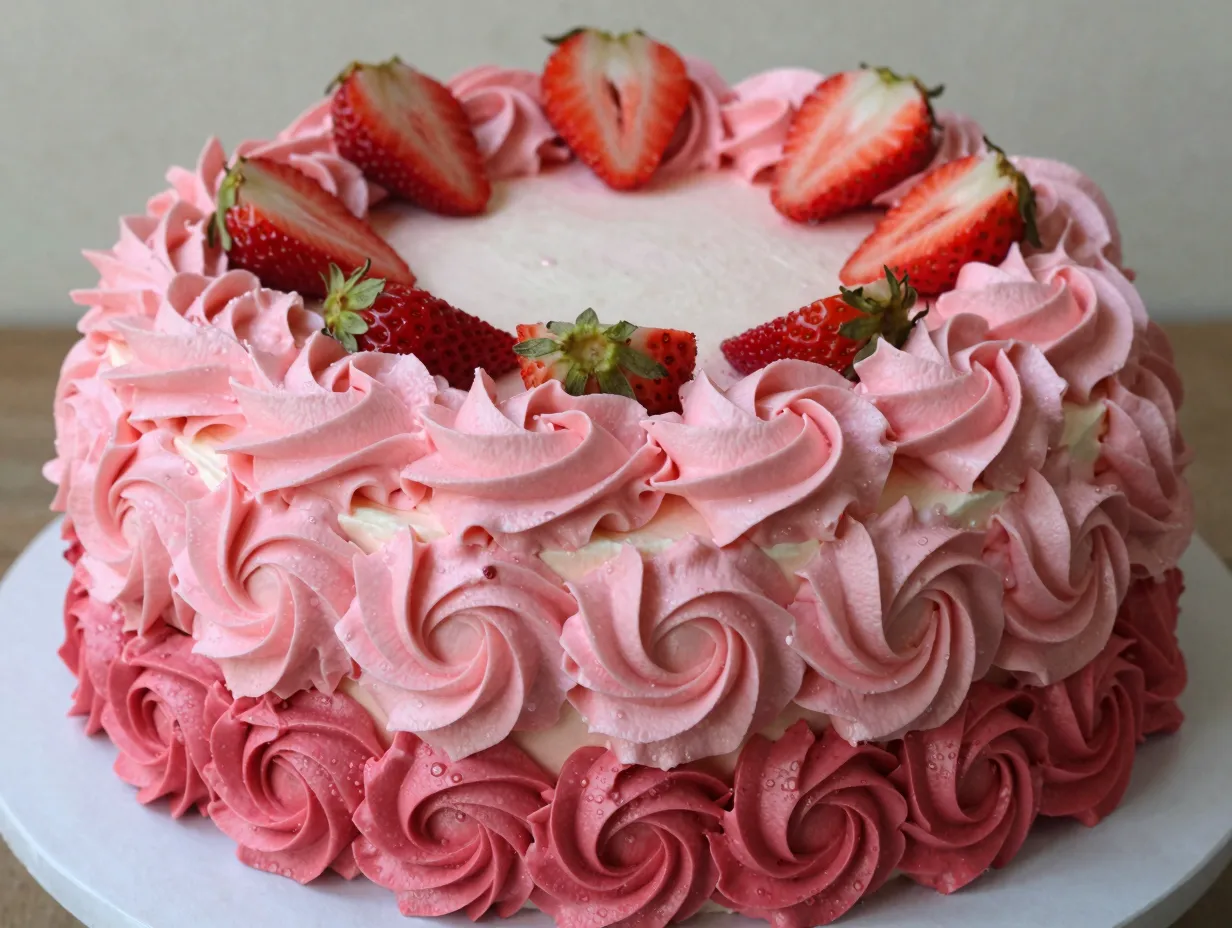 The strawberry rosette buttercream cake