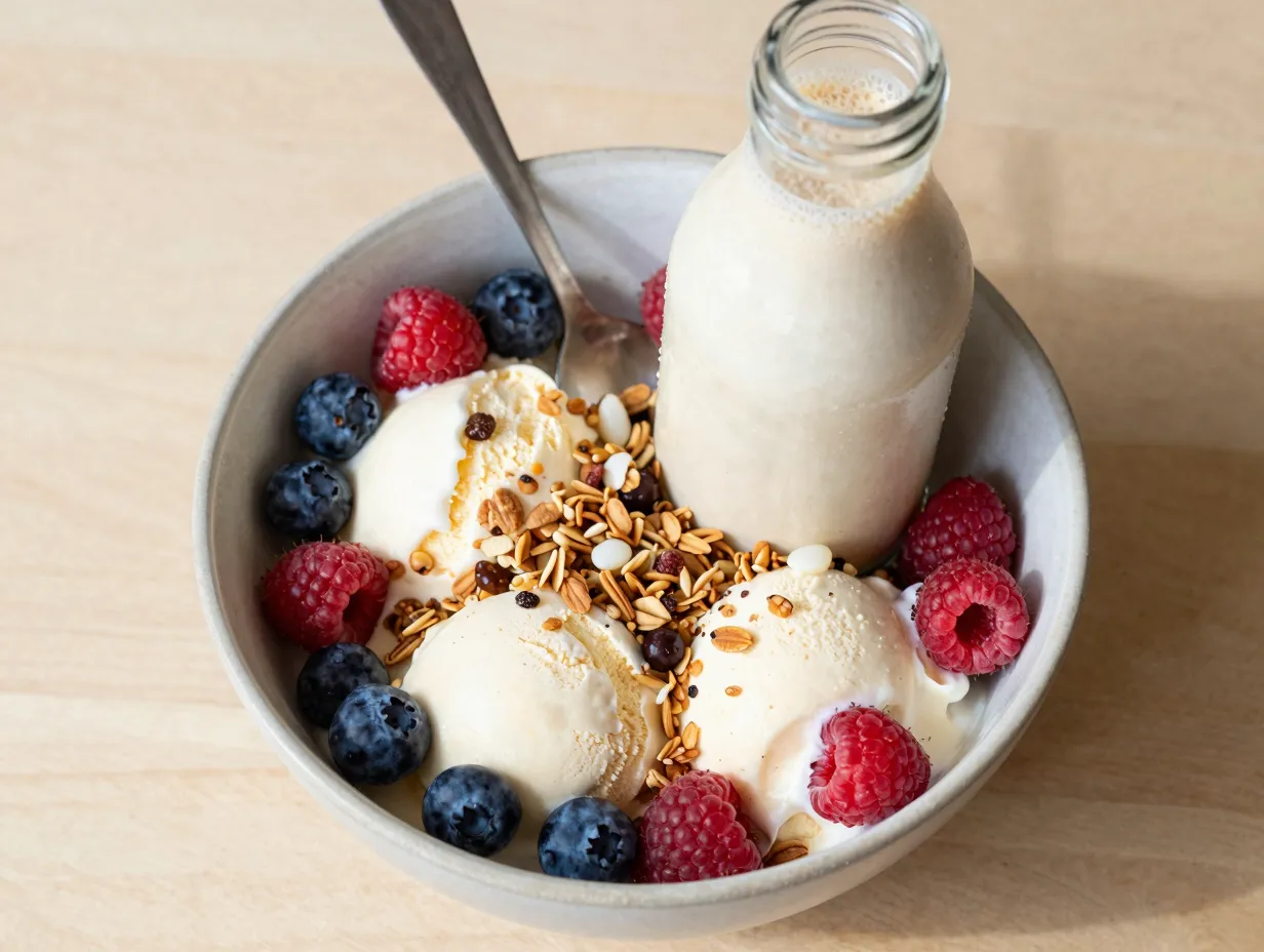 Vanilla protein shake ice cream breakfast edition