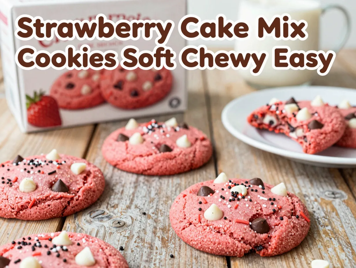 Strawberry cake mix cookies soft chewy easy