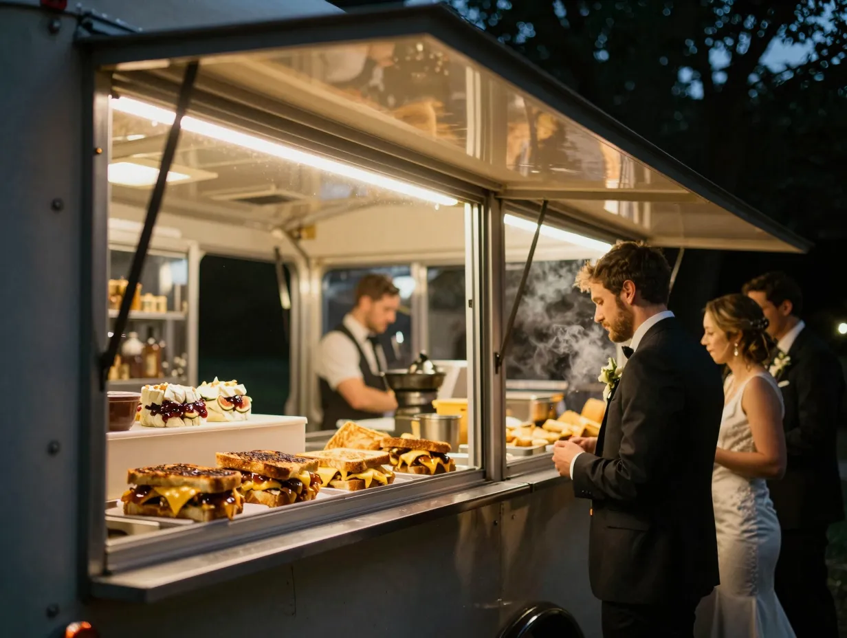 Surprise gourmet grilled cheese station late at night