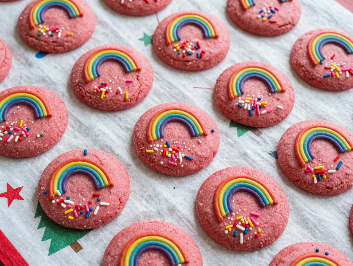 Strawberry cake mix cookies with sprinkles