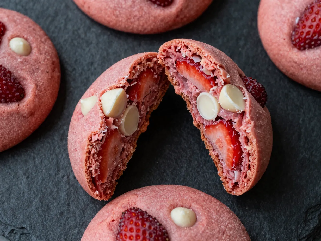 Double strawberry cake mix cookies