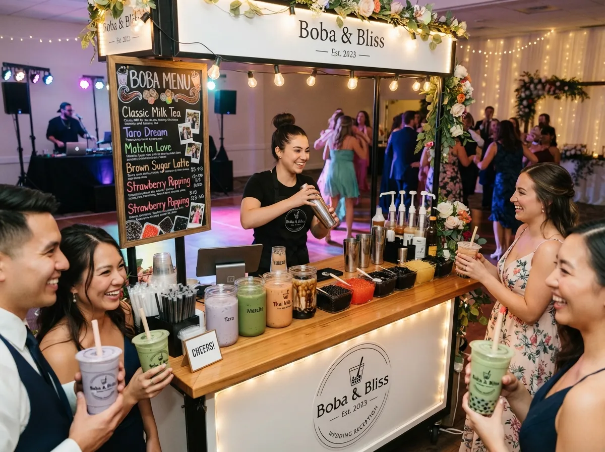 Customizable bubble tea bar with a specialist server