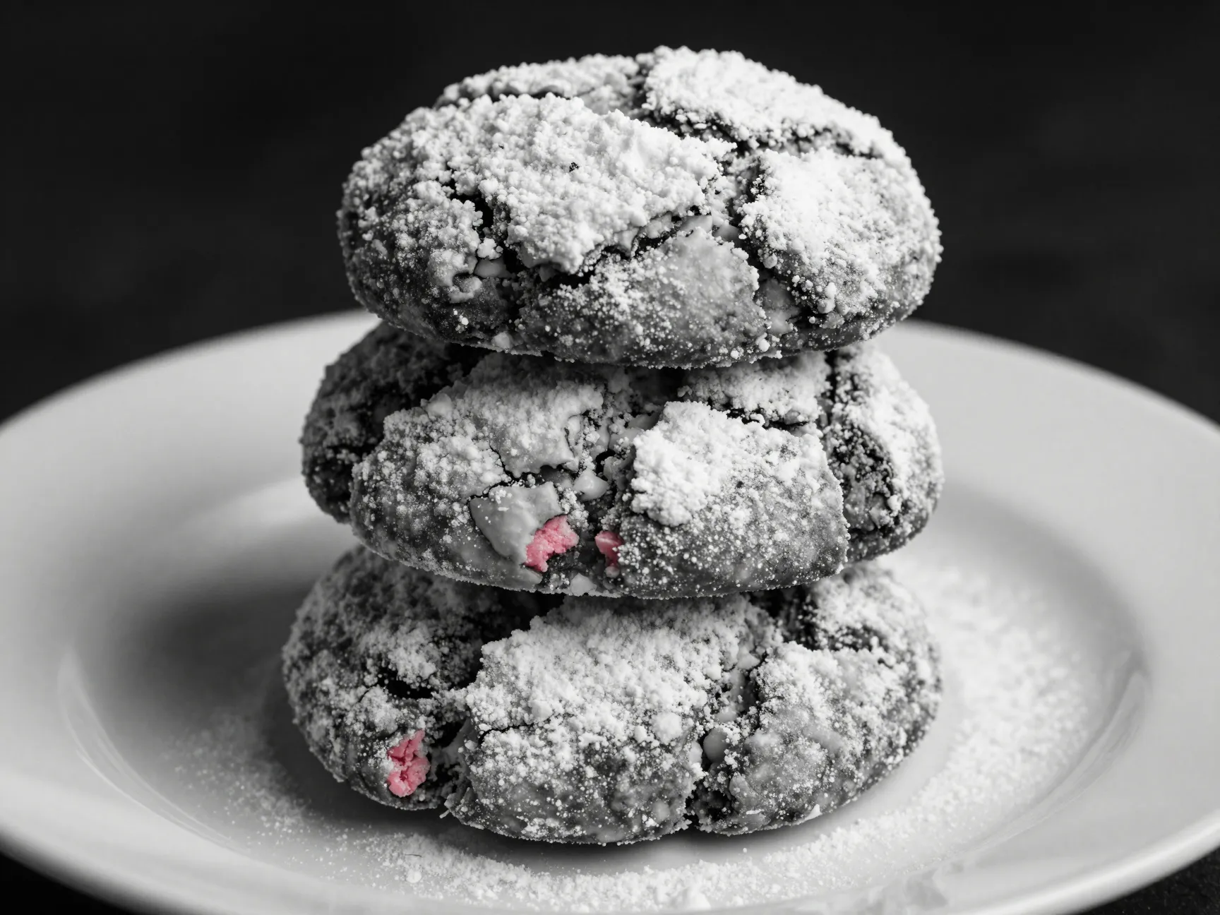 Strawberry cake mix cookies with a powdered sugar coating