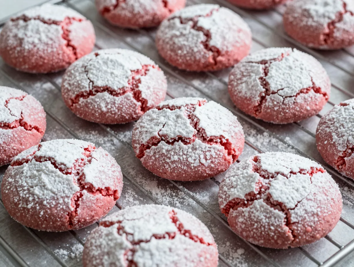 Strawberry crinkle cookies
