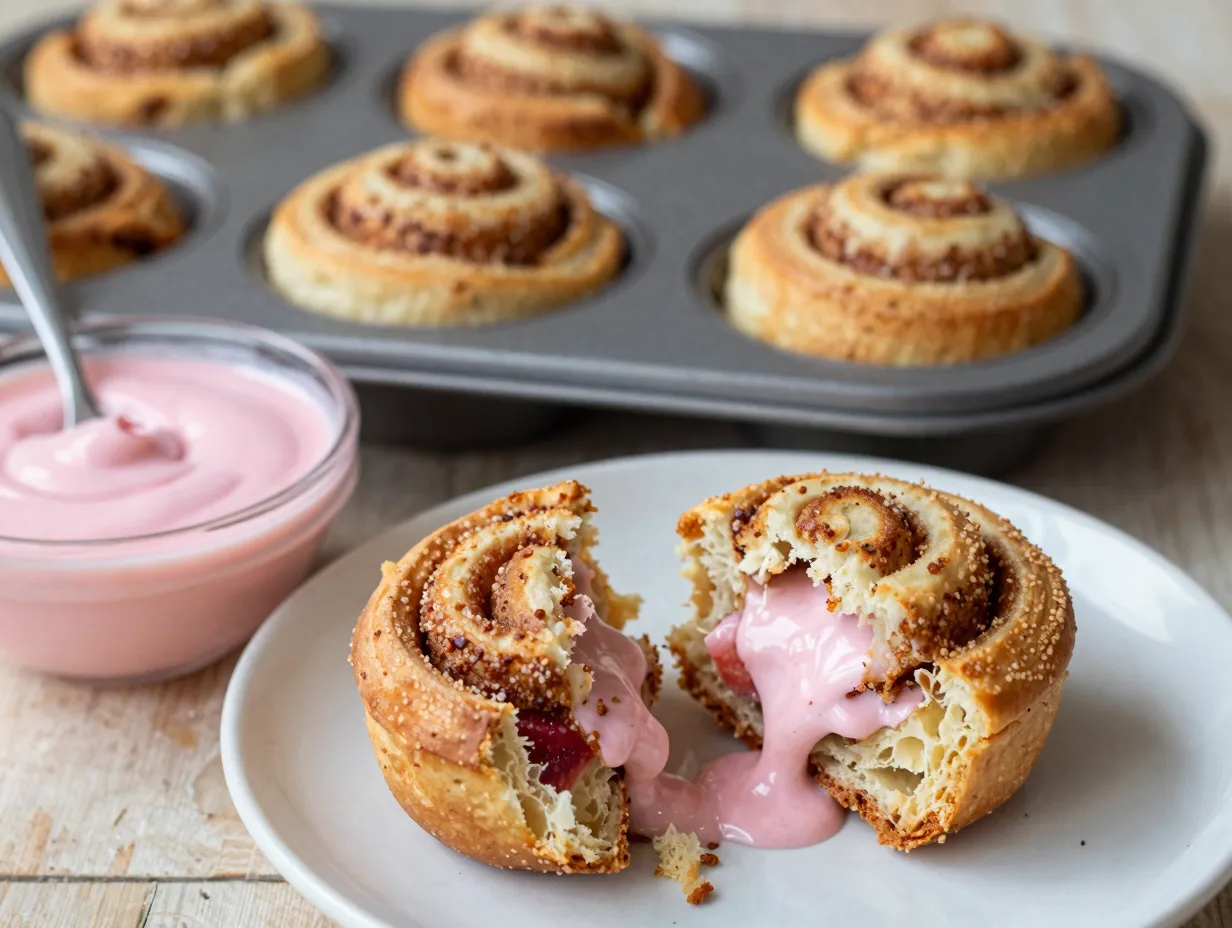 Strawberry cake mix cinnamon roll bites