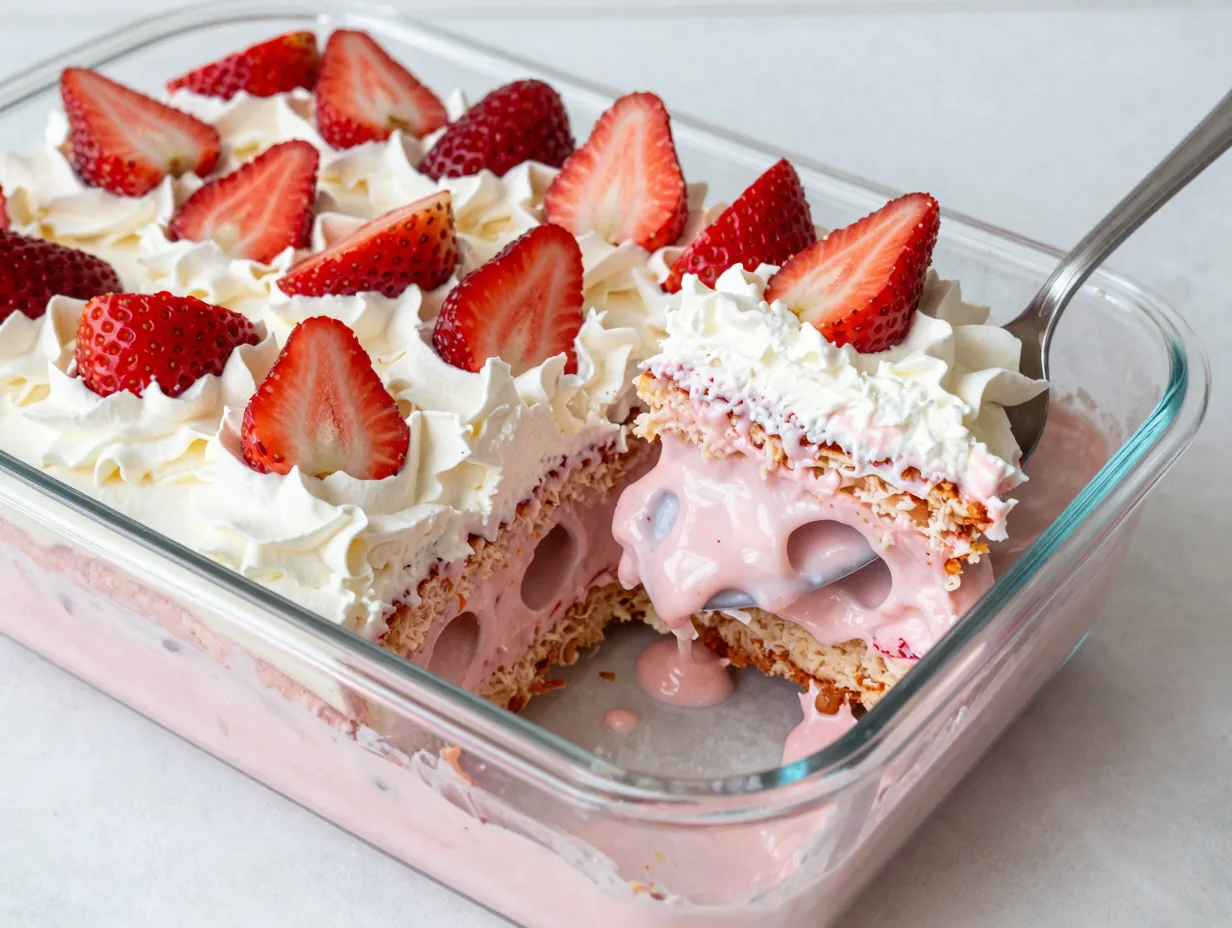 Strawberry shortcake poke cake