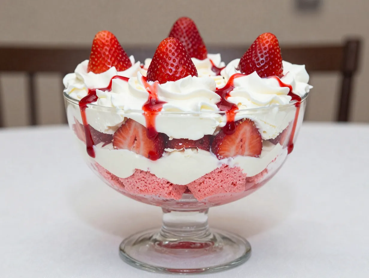 Strawberry angel food trifle with cool whip