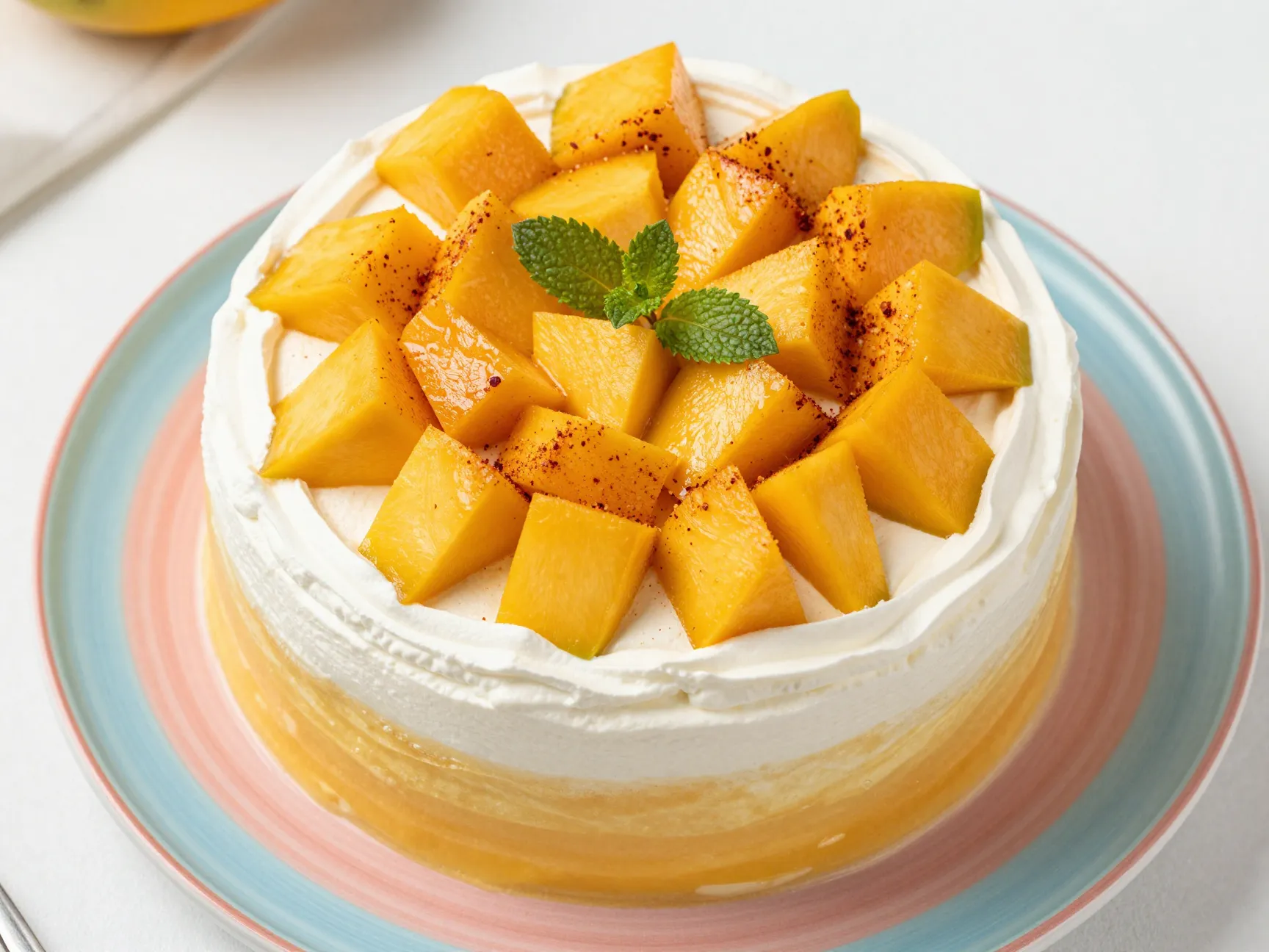 Mango tres leches cake